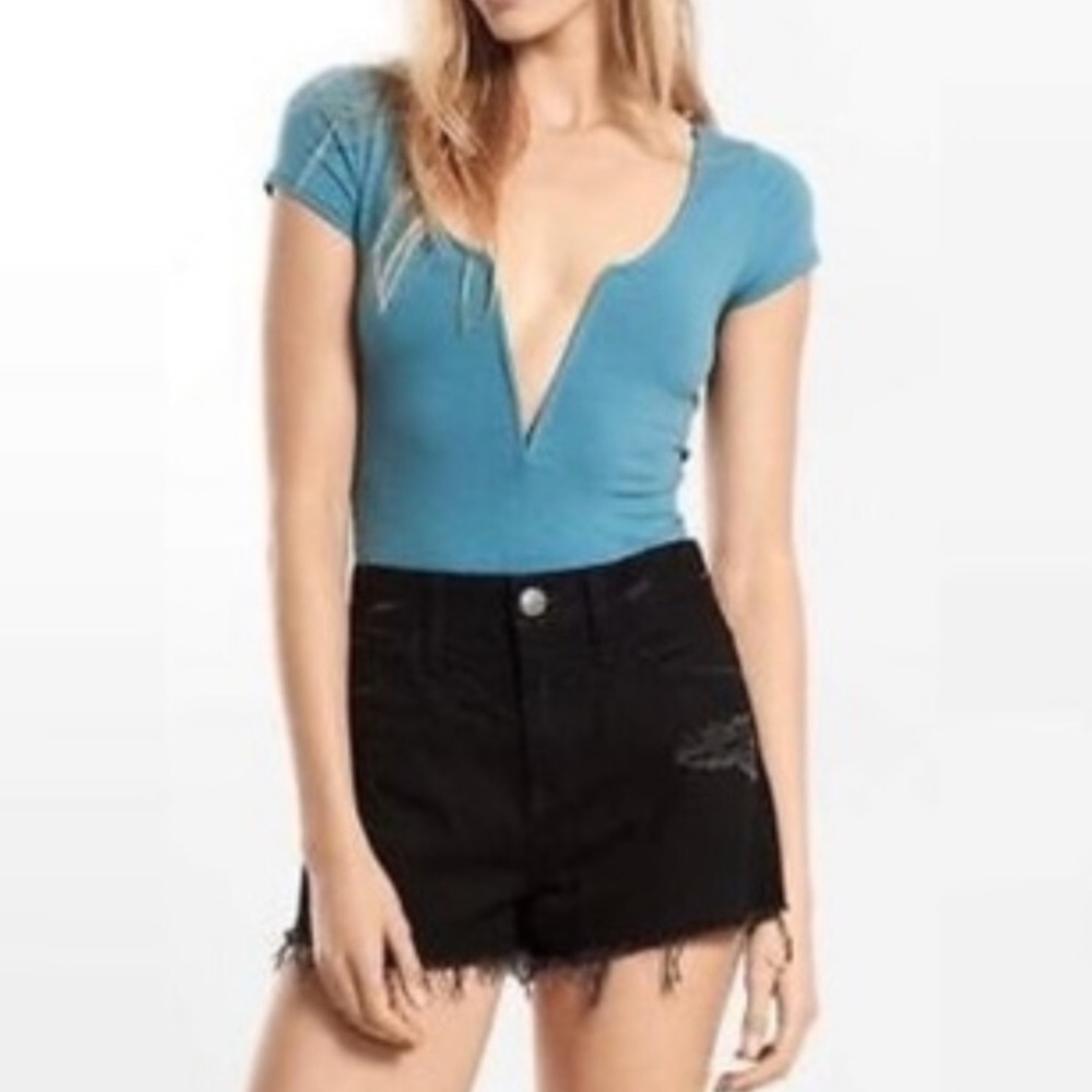 Express V-neck Teal Bodysuit (NWT, Medium)